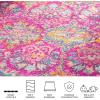 SAFAVIEH Madison Collection Area Rug – 5’1″ x 7’6″, Fuchsia & Blue, Boho Chic Damask Design, Non-Shedding & Easy Care, Ideal for High Traffic Areas in Living Room, Bedroom (MAD144F)(Fuchsia/Blue)