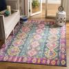 SAFAVIEH Madison Collection Area Rug – 5’1″ x 7’6″, Fuchsia & Blue, Boho Chic Distressed Design, Non-Shedding & Easy Care, Ideal for High Traffic Areas in Living Room, Bedroom (MAD129F)(Fuchsia/Blue)