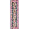 SAFAVIEH Madison Collection Area Rug – 5’1″ x 7’6″, Fuchsia & Blue, Boho Chic Distressed Design, Non-Shedding & Easy Care, Ideal for High Traffic Areas in Living Room, Bedroom (MAD129F)(Fuchsia/Blue)