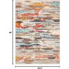 SAFAVIEH Madison Collection Area Rug – 5’3″ x 7’6″, Grey & Turquoise, Boho Abstract Distressed Design, Non-Shedding & Easy Care, Ideal for High Traffic Areas in Living Room, Bedroom (MAD419F)(Ivory/Multi)