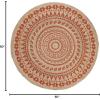 SAFAVIEH Natural Fiber Collection Area Rug – 3′ Round, Teal & Natural, Handmade Boho Mandala Braided Jute, Ideal for High Traffic Areas in Living Room, Bedroom (NF802E)(Orange/Natural)