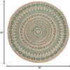 SAFAVIEH Natural Fiber Collection Area Rug – 3′ Round, Teal & Natural, Handmade Boho Mandala Braided Jute, Ideal for High Traffic Areas in Living Room, Bedroom (NF802E)(Teal/Natural)
