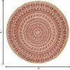 SAFAVIEH Natural Fiber Collection Area Rug – 3′ Round, Teal & Natural, Handmade Boho Mandala Braided Jute, Ideal for High Traffic Areas in Living Room, Bedroom (NF802E)(Pink/Natural)