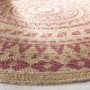 SAFAVIEH Natural Fiber Collection Area Rug – 3′ Round, Teal & Natural, Handmade Boho Mandala Braided Jute, Ideal for High Traffic Areas in Living Room, Bedroom (NF802E)(Pink/Natural)