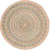 SAFAVIEH Natural Fiber Collection Area Rug – 3′ Round, Teal & Natural, Handmade Boho Mandala Braided Jute, Ideal for High Traffic Areas in Living Room, Bedroom (NF802E)(Aqua/Natural)