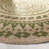 SAFAVIEH Natural Fiber Collection Area Rug – 3′ Round, Teal & Natural, Handmade Boho Mandala Braided Jute, Ideal for High Traffic Areas in Living Room, Bedroom (NF802E)(Green/Natural)