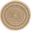 SAFAVIEH Natural Fiber Collection Area Rug – 3′ Round, Teal & Natural, Handmade Boho Mandala Braided Jute, Ideal for High Traffic Areas in Living Room, Bedroom (NF802E)(Green/Natural)