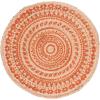 SAFAVIEH Natural Fiber Collection Area Rug – 3′ Round, Teal & Natural, Handmade Boho Mandala Braided Jute, Ideal for High Traffic Areas in Living Room, Bedroom (NF802E)(Orange/Natural)