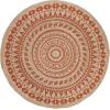 SAFAVIEH Natural Fiber Collection Area Rug – 3′ Round, Teal & Natural, Handmade Boho Mandala Braided Jute, Ideal for High Traffic Areas in Living Room, Bedroom (NF802E)(Orange/Natural)
