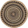 SAFAVIEH Natural Fiber Collection Area Rug – 3′ Round, Teal & Natural, Handmade Boho Mandala Braided Jute, Ideal for High Traffic Areas in Living Room, Bedroom (NF802E)(Black/Natural)