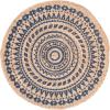 SAFAVIEH Natural Fiber Collection Area Rug – 3′ Round, Teal & Natural, Handmade Boho Mandala Braided Jute, Ideal for High Traffic Areas in Living Room, Bedroom (NF802E)(Royal Blue/Natural)