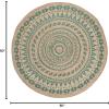 SAFAVIEH Natural Fiber Collection Area Rug – 3′ Round, Teal & Natural, Handmade Boho Mandala Braided Jute, Ideal for High Traffic Areas in Living Room, Bedroom (NF802E)(Teal/Natural)