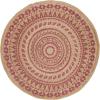 SAFAVIEH Natural Fiber Collection Area Rug – 3′ Round, Teal & Natural, Handmade Boho Mandala Braided Jute, Ideal for High Traffic Areas in Living Room, Bedroom (NF802E)(Pink/Natural)