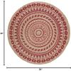 SAFAVIEH Natural Fiber Collection Area Rug – 3′ Round, Teal & Natural, Handmade Boho Mandala Braided Jute, Ideal for High Traffic Areas in Living Room, Bedroom (NF802E)(Fuchsia/Natural)