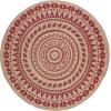 SAFAVIEH Natural Fiber Collection Area Rug – 3′ Round, Teal & Natural, Handmade Boho Mandala Braided Jute, Ideal for High Traffic Areas in Living Room, Bedroom (NF802E)(Fuchsia/Natural)