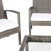 SAFAVIEH Outdoor Collection Bassey Natural/White Cushion 4-Piece Conversation Patio Set PAT7507D(Grey Brown/White)