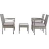 SAFAVIEH Outdoor Collection Bassey Natural/White Cushion 4-Piece Conversation Patio Set PAT7507D(Grey/Grey)