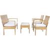 SAFAVIEH Outdoor Collection Bassey Natural/White Cushion 4-Piece Conversation Patio Set PAT7507D(Natural/White)