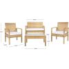 SAFAVIEH Outdoor Collection Bassey Natural/White Cushion 4-Piece Conversation Patio Set PAT7507D(Natural/White)