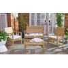 SAFAVIEH Outdoor Collection Bassey Natural/White Cushion 4-Piece Conversation Patio Set PAT7507D(Natural/White)