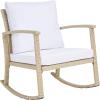 SAFAVIEH Outdoor Collection Daire Woven Beige/White Cushion Rocking Chair for Patio Porch Backyard Sunroom(Beige/White)