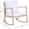 SAFAVIEH Outdoor Collection Daire Woven Beige/White Cushion Rocking Chair for Patio Porch Backyard Sunroom(Beige/White)