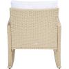 SAFAVIEH Outdoor Collection Daire Woven Beige/White Cushion Rocking Chair for Patio Porch Backyard Sunroom(Beige/White)