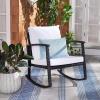 SAFAVIEH Outdoor Collection Daire Woven Beige/White Cushion Rocking Chair for Patio Porch Backyard Sunroom(Black/White)
