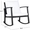 SAFAVIEH Outdoor Collection Daire Woven Beige/White Cushion Rocking Chair for Patio Porch Backyard Sunroom(Black/White)