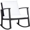 SAFAVIEH Outdoor Collection Daire Woven Beige/White Cushion Rocking Chair for Patio Porch Backyard Sunroom(Black/White)