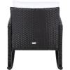 SAFAVIEH Outdoor Collection Daire Woven Beige/White Cushion Rocking Chair for Patio Porch Backyard Sunroom(Black/White)