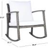 SAFAVIEH Outdoor Collection Daire Woven Beige/White Cushion Rocking Chair for Patio Porch Backyard Sunroom(Grey Brown/White)