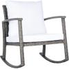 SAFAVIEH Outdoor Collection Daire Woven Beige/White Cushion Rocking Chair for Patio Porch Backyard Sunroom(Grey Brown/White)