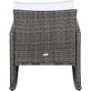 SAFAVIEH Outdoor Collection Daire Woven Beige/White Cushion Rocking Chair for Patio Porch Backyard Sunroom(Grey Brown/White)
