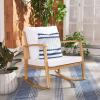 SAFAVIEH Outdoor Collection Daire Woven Beige/White Cushion Rocking Chair for Patio Porch Backyard Sunroom(Natural/White)