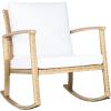 SAFAVIEH Outdoor Collection Daire Woven Beige/White Cushion Rocking Chair for Patio Porch Backyard Sunroom(Natural/White)