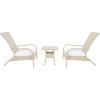 SAFAVIEH Outdoor Collection Edna Natural/White Cushion 3-Piece Lounge Set with Table (PAT7719D)(Beige/White)