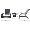 SAFAVIEH Outdoor Collection Edna Natural/White Cushion 3-Piece Lounge Set with Table (PAT7719D)(Black/White)