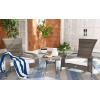 SAFAVIEH Outdoor Collection Edna Natural/White Cushion 3-Piece Lounge Set with Table (PAT7719D)(Grey Brown/White)