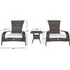 SAFAVIEH Outdoor Collection Edna Natural/White Cushion 3-Piece Lounge Set with Table (PAT7719D)(Grey Brown/White)