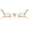 SAFAVIEH Outdoor Collection Edna Natural/White Cushion 3-Piece Lounge Set with Table (PAT7719D)(Natural/White)