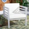 SAFAVIEH Outdoor Collection Kinnell Natural Acacia Wood/Grey Cushion Armchair(Grey/Beige)