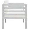SAFAVIEH Outdoor Collection Kinnell Natural Acacia Wood/Grey Cushion Armchair(Grey/Beige)
