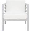 SAFAVIEH Outdoor Collection Kinnell Natural Acacia Wood/Grey Cushion Armchair(Grey/Beige)