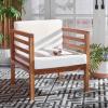 SAFAVIEH Outdoor Collection Kinnell Natural Acacia Wood/Grey Cushion Armchair(Natural/Beige)
