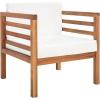 SAFAVIEH Outdoor Collection Kinnell Natural Acacia Wood/Grey Cushion Armchair(Natural/Beige)