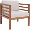 SAFAVIEH Outdoor Collection Kinnell Natural Acacia Wood/Grey Cushion Armchair(Natural/Light Grey)