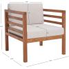 SAFAVIEH Outdoor Collection Kinnell Natural Acacia Wood/Grey Cushion Armchair(Natural/Light Grey)