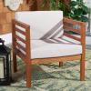 SAFAVIEH Outdoor Collection Kinnell Natural Acacia Wood/Grey Cushion Armchair(Natural/Light Grey)