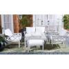 SAFAVIEH Outdoor Collection Loanna Natural/Light Grey Cushion Solid Wood 6-Piece Conversation Patio Set(Grey/Beige)
